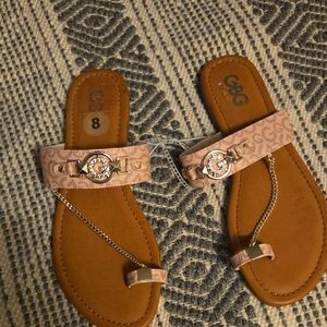 G&G Pink Sandals with Gold Accents